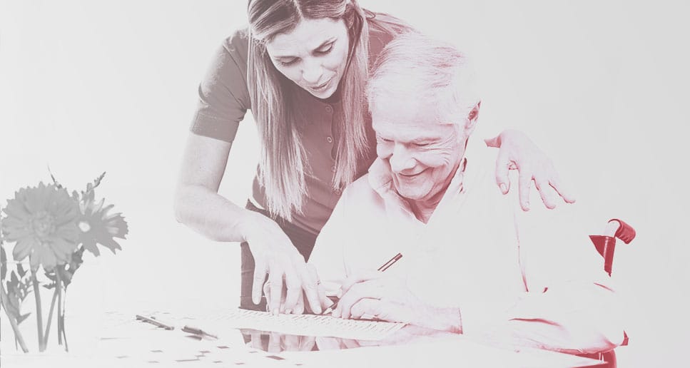 nurse helping man with dementia